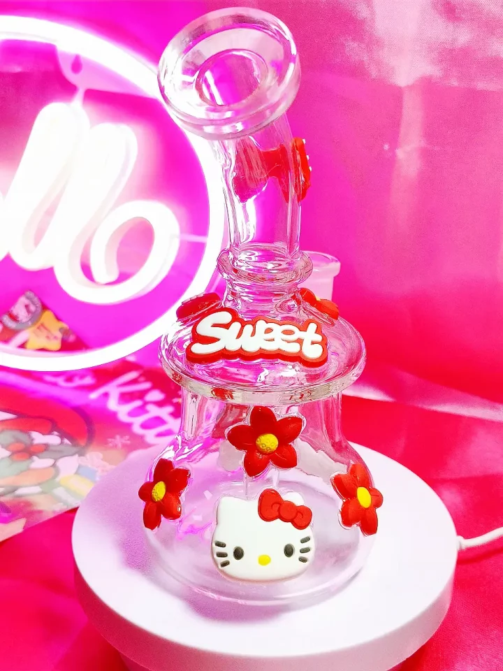 3D Red Hello Kitty Bong with Floral and Bow Decorations