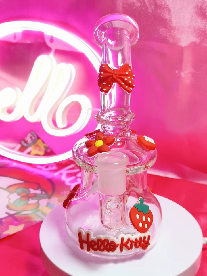 3D Red Hello Kitty Bong with Floral and Bow Decorations