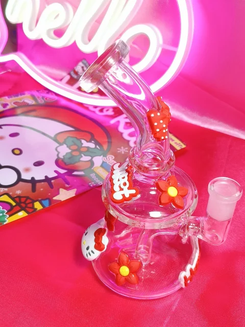 3D Red Hello Kitty Bong with Floral and Bow Decorations