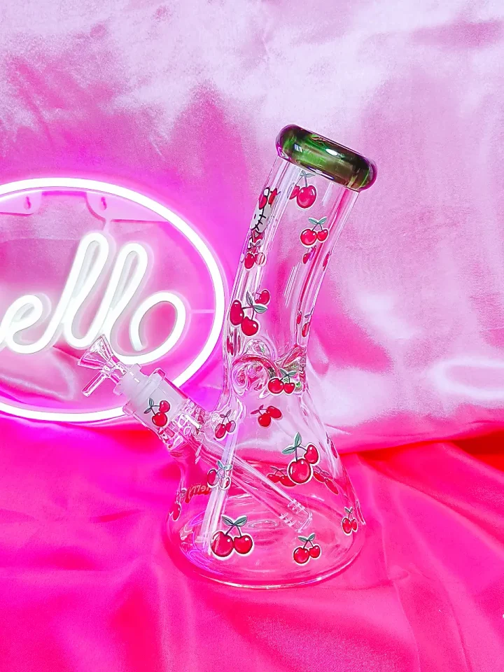 10" Cherry Hello Kitty Beaker Bong – Thick 9mm Borosilicate Glass