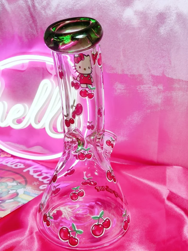 Cherry Sweet Hello Kitty Bong Bent Neck 9mm Thick