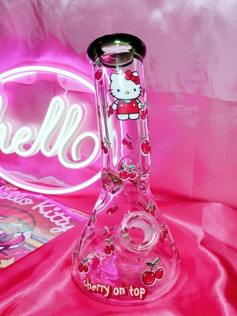 Cherry Sweet Hello Kitty Bong Bent Neck 9mm Thick