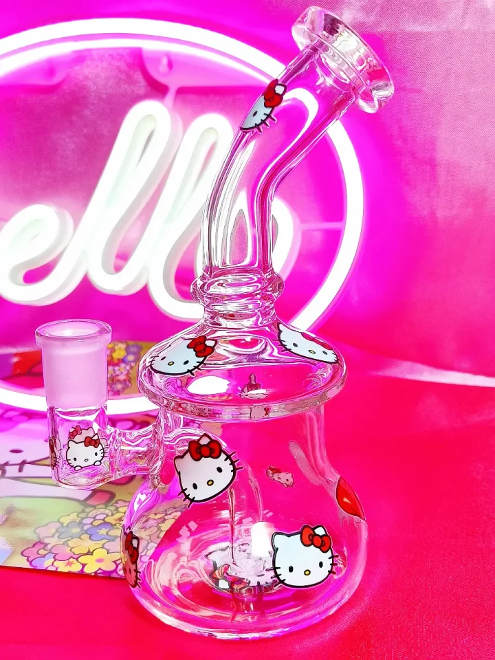 Classic Hello Kitty Head Glass Bong with Red Bow
