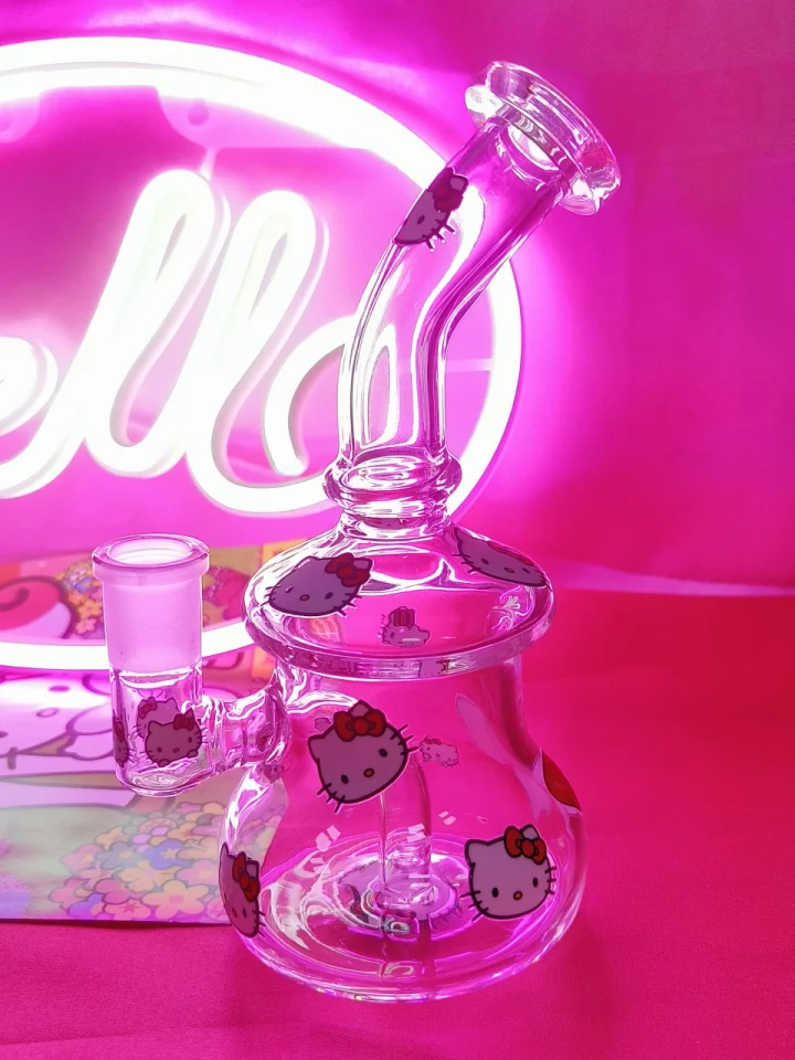 Classic Hello Kitty Head Glass Bong with Red Bow
