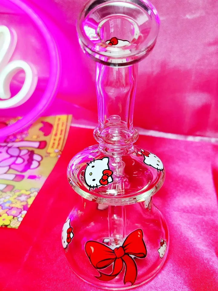 Classic Hello Kitty Head Glass Bong with Red Bow