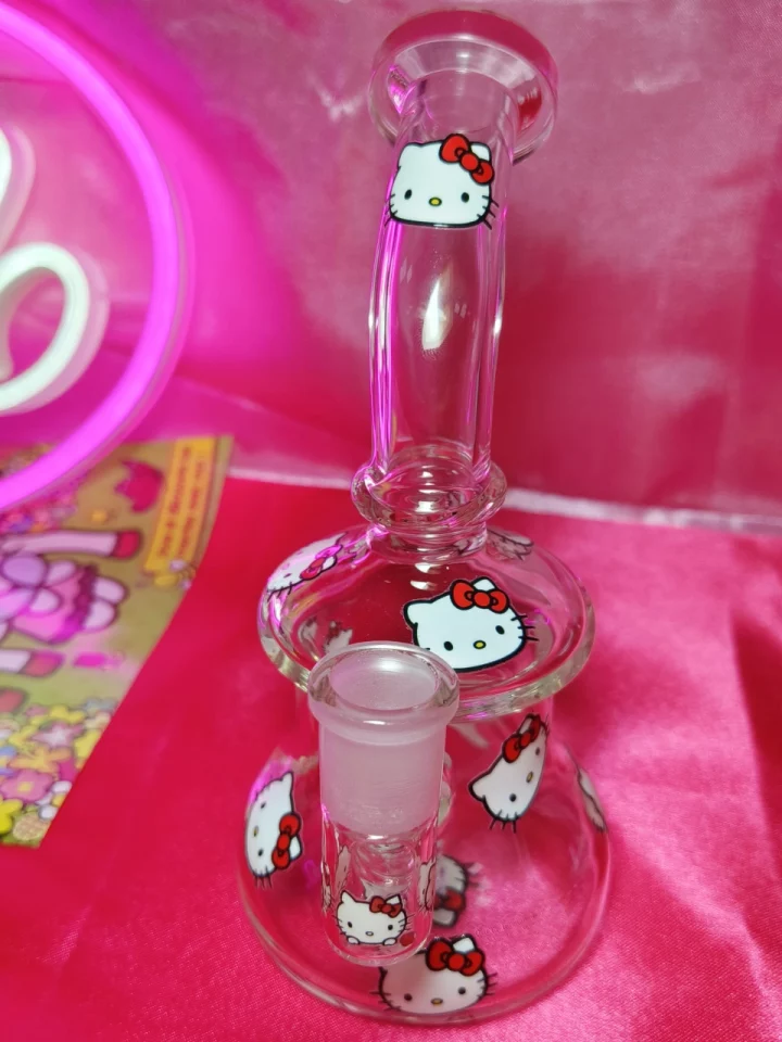 Classic Hello Kitty Head Glass Bong with Red Bow
