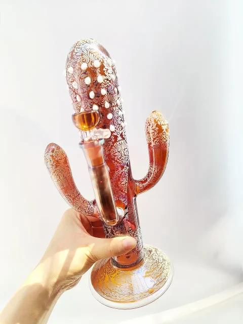 Brown Desert Cactus Glass Bong | Desert Chic Meets Smoky Vibes