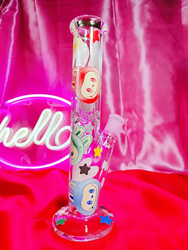 Cute Labubu-Inspired Glass Straight Tube Bong