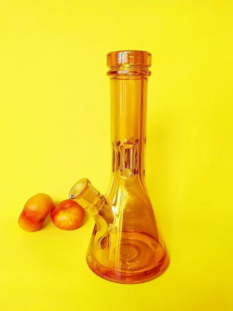 Dazzling Orange Iridescent Glass Beaker Bong