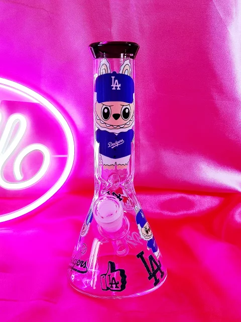 Exclusive Labubu-Inspired Dodgers Fan Glass Beaker Bong