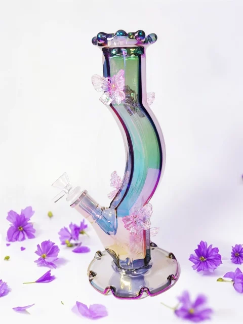 Fairy Butterfly Purple Iridescent Curve Bong