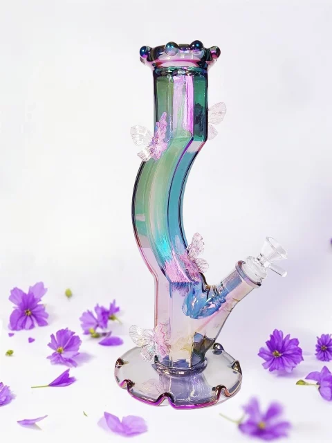Fairy Butterfly Purple Iridescent Curve Bong
