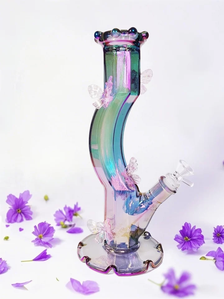 Fairy Butterfly Purple Iridescent Curve Bong
