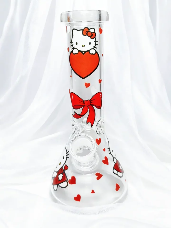 Hello Kitty Red & White Beaker Glass Bong | Sweet and Romantic