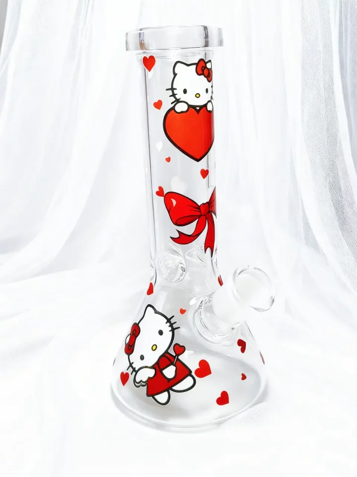 Hello Kitty Red & White Beaker Glass Bong | Sweet and Romantic