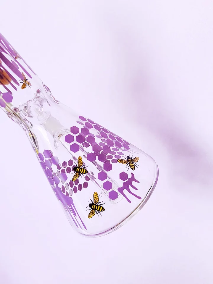 Honeycomb Buzz Purple Beaker Glass Bong