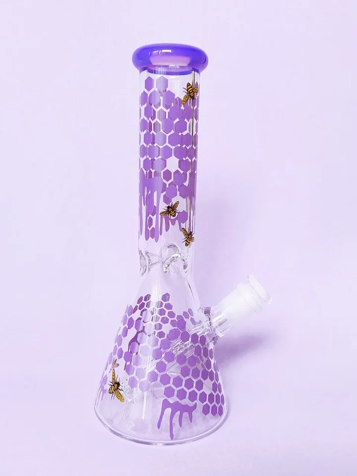 Honeycomb Buzz Purple Beaker Glass Bong