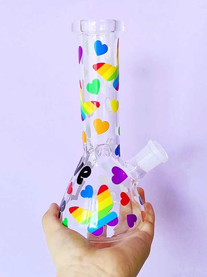 Love Is Love Rainbow Heart Glass Bong