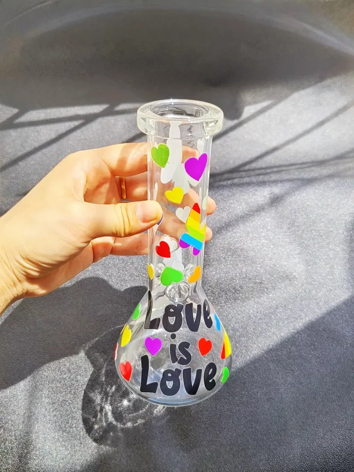 Love Is Love Rainbow Heart Glass Bong