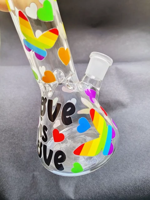 Love Is Love Rainbow Heart Glass Bong