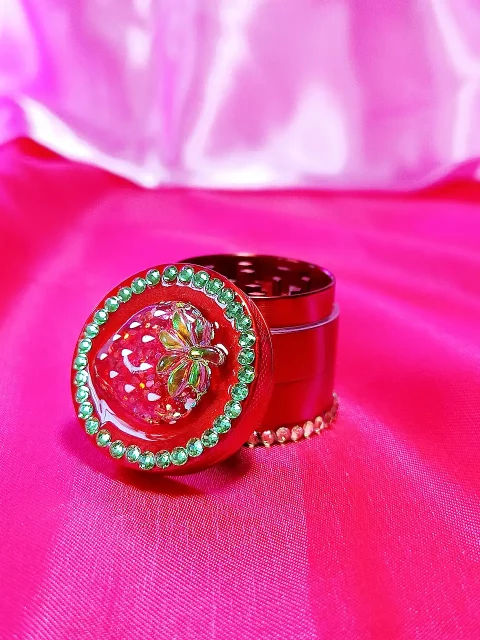 Red Sparkle Strawberry Rhinestone Grinder
