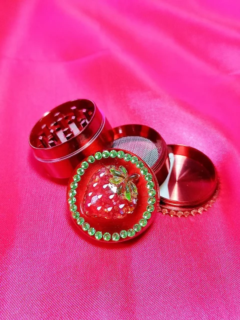 Red Sparkle Strawberry Rhinestone Grinder