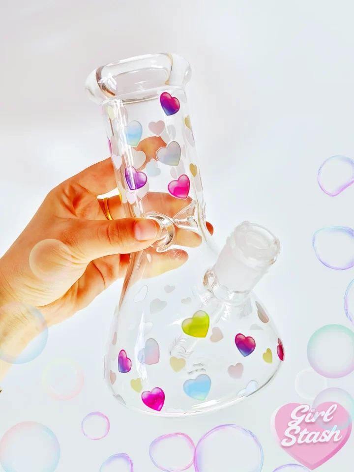 8" Vintage Y2K Heart Beaker Glass Bong