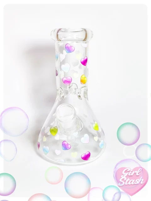 8" Vintage Y2K Heart Beaker Glass Bong