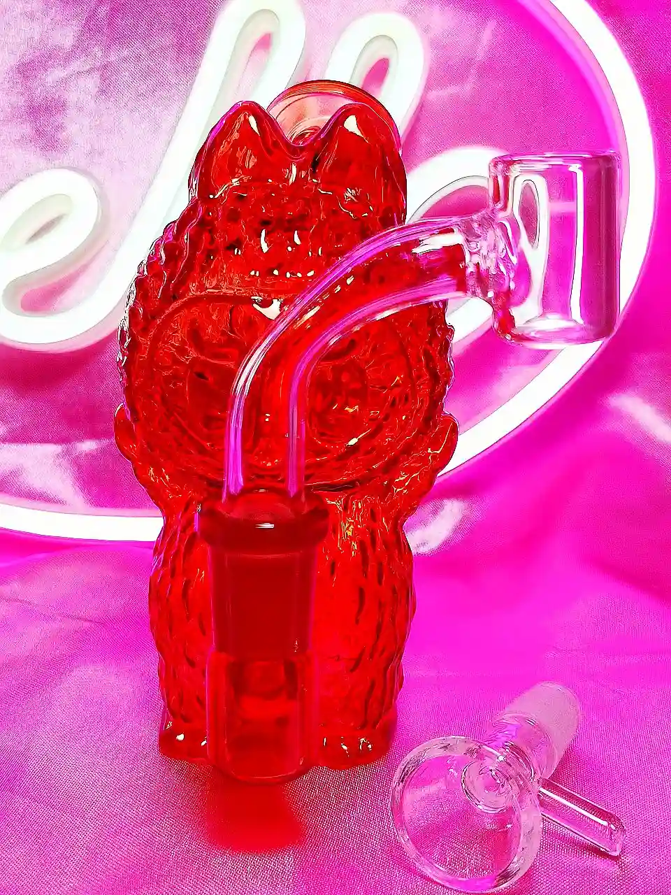 Adorable Labubu Shape Red Glass Bong/Dab Rig