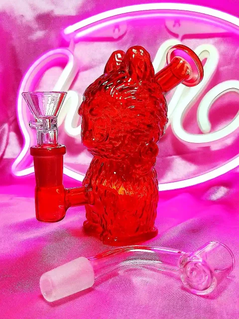 Adorable Labubu Shape Red Glass Bong/Dab Rig Adorable Labubu Shape Red Glass Bong/Dab Rig