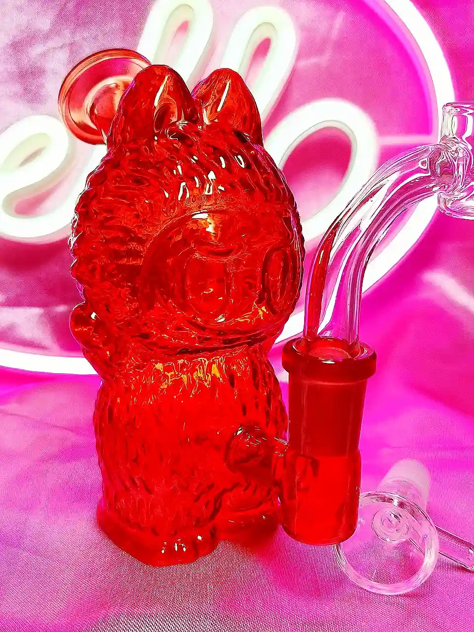 Adorable Labubu Shape Red Glass Bong/Dab Rig