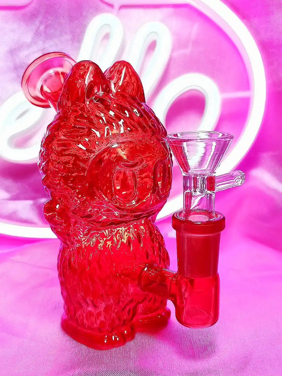 Adorable Labubu Shape Red Glass Bong/Dab Rig