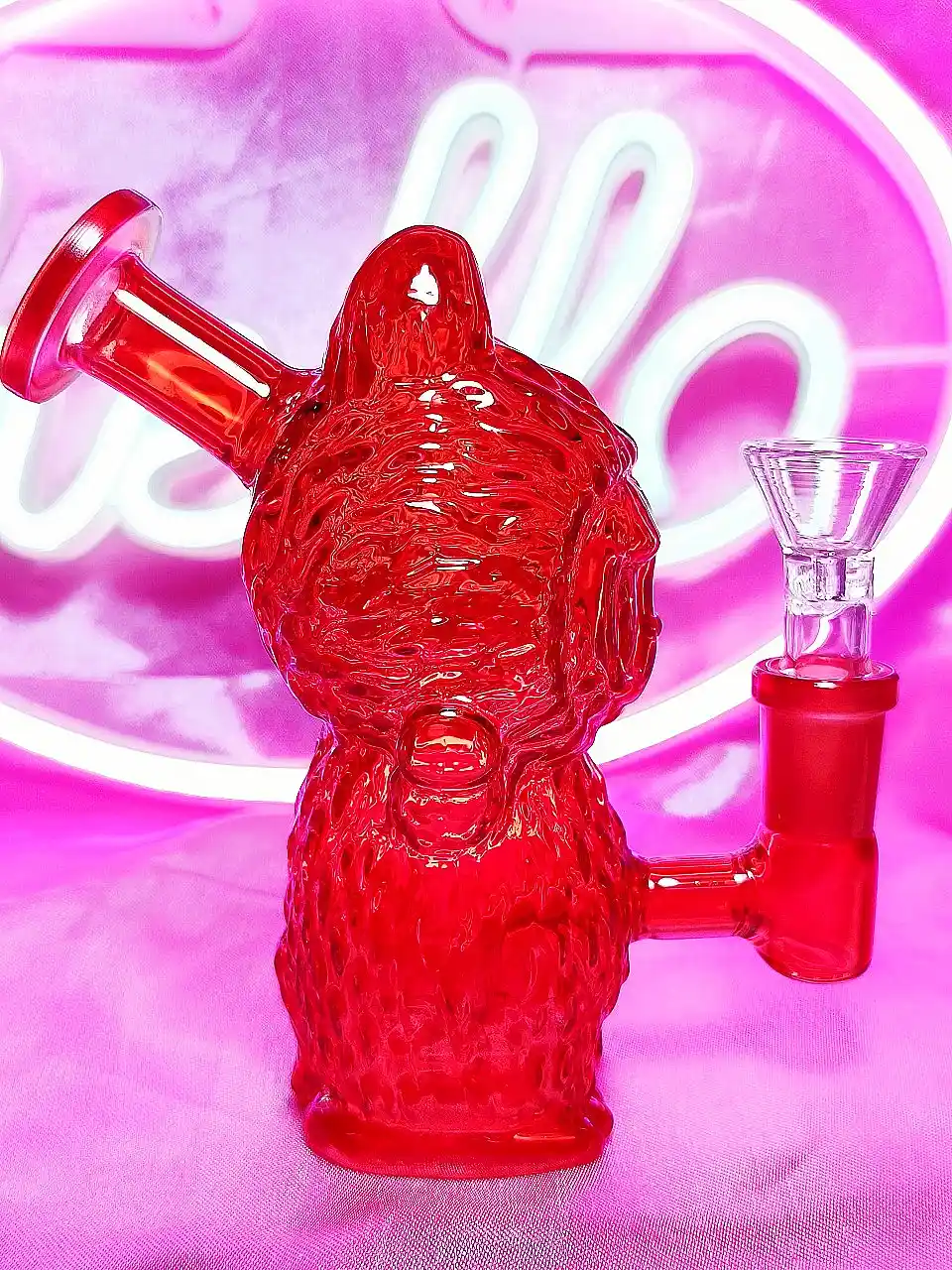 Adorable Labubu Shape Red Glass Bong/Dab Rig