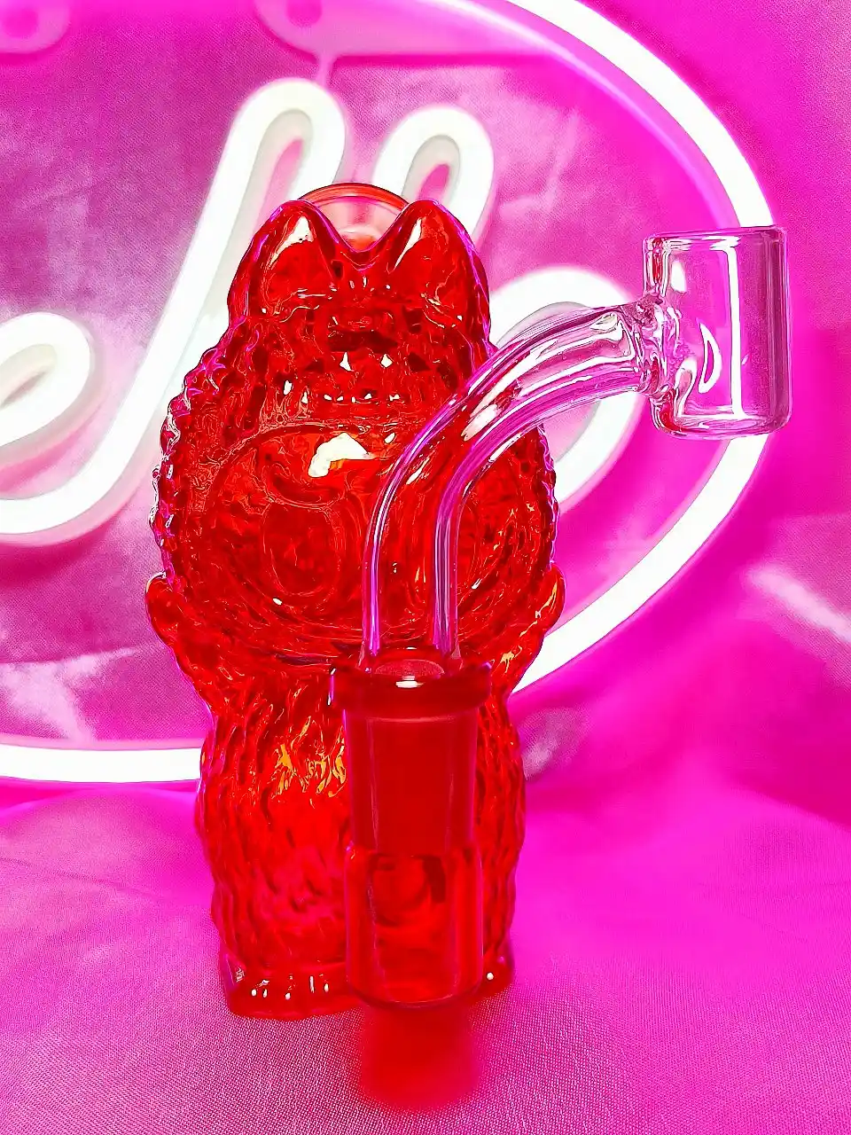 Adorable Labubu Shape Red Glass Bong/Dab Rig