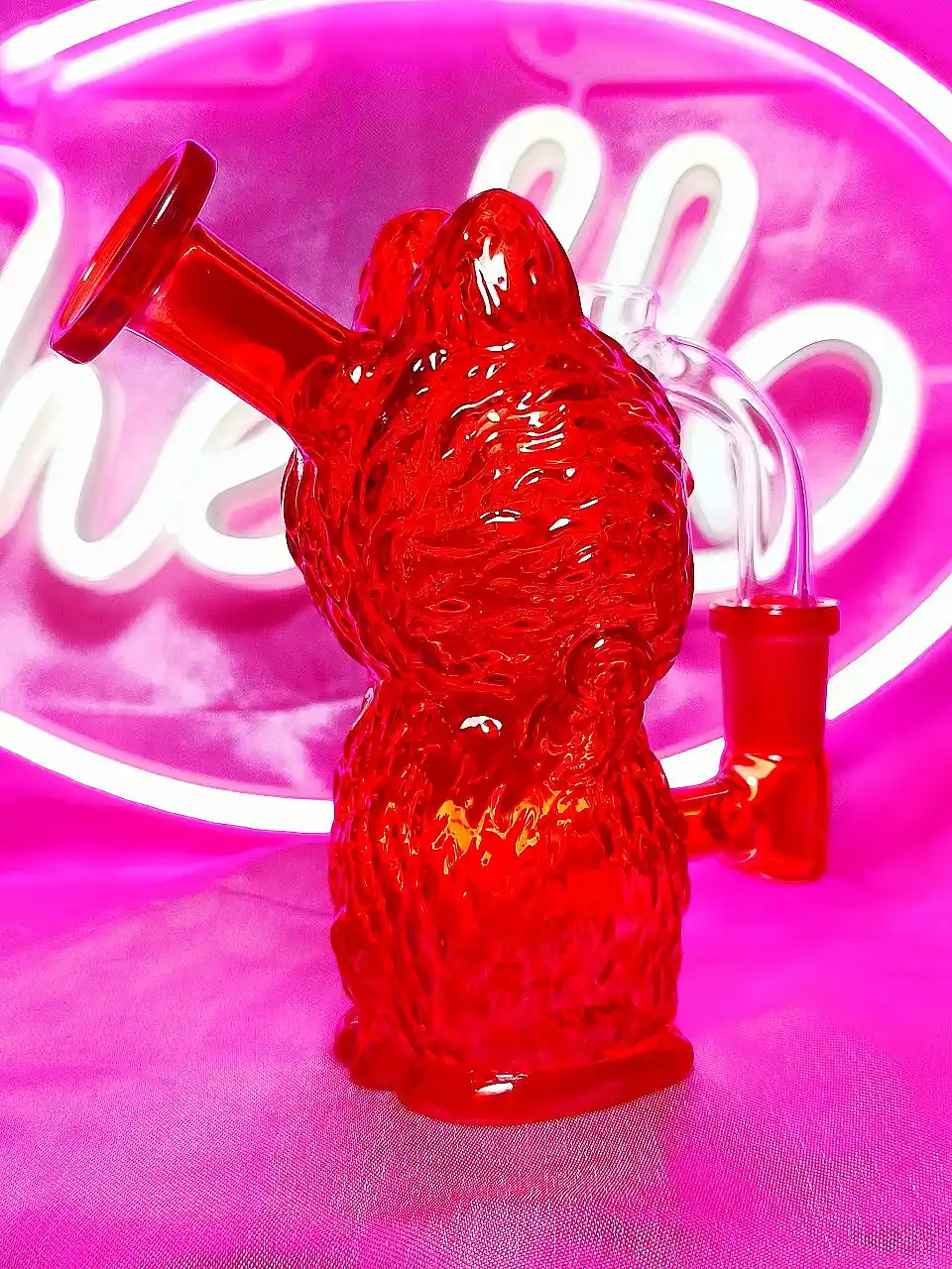 Adorable Labubu Shape Red Glass Bong/Dab Rig