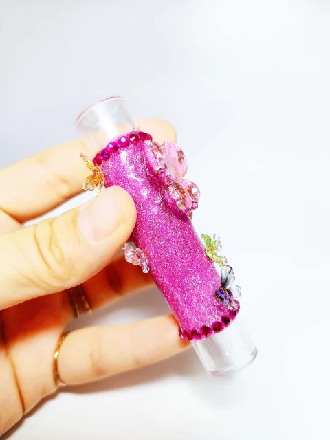 Pink Glitter Butterfly Glass One-Hitter