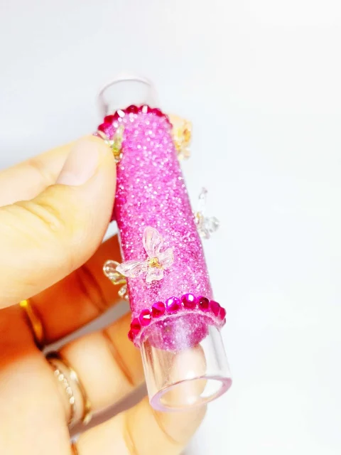 Pink Glitter Butterfly Glass One-Hitter