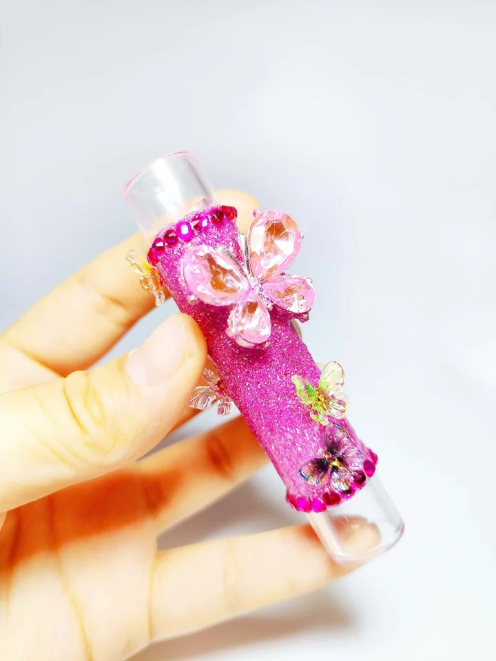 Pink Glitter Butterfly Glass One-Hitter