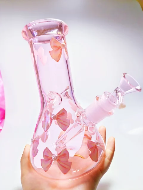Pretty Cute Girly Pink Bow Beaker Glass Bong