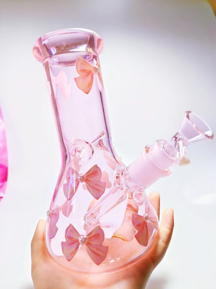 Pretty Cute Girly Pink Bow Beaker Glass Bong