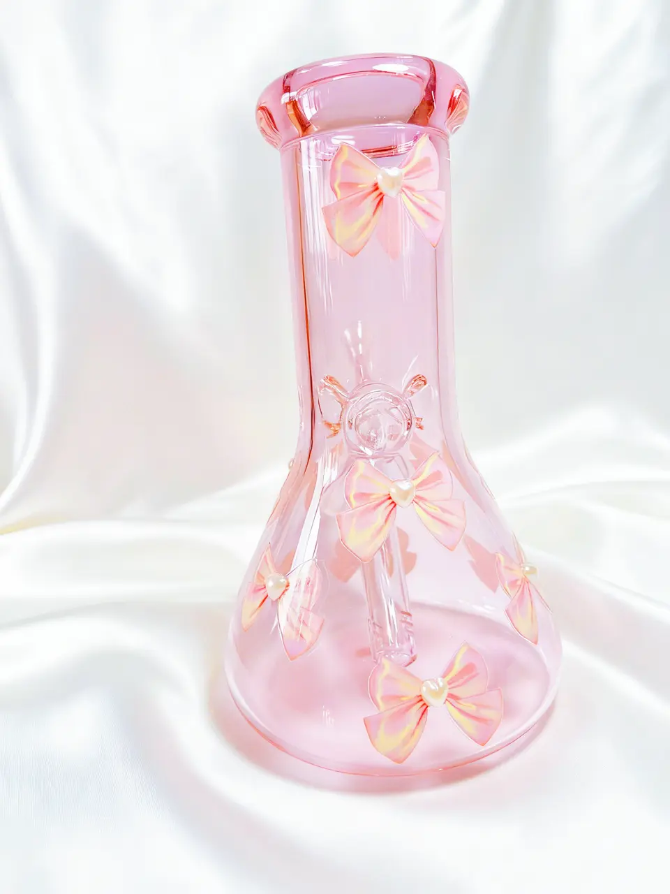 Pretty Cute Girly Pink Bow Beaker Glass Bong