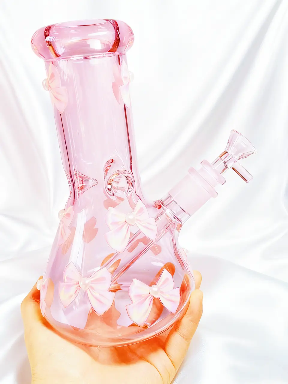 Pretty Cute Girly Pink Bow Beaker Glass Bong