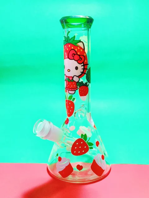 🍓Sweet Strawberry Hello Kitty Glass Beaker Bong