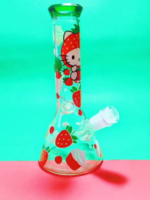 🍓Sweet Strawberry Hello Kitty Glass Beaker Bong