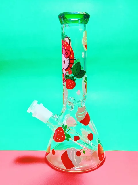 🍓Sweet Strawberry Hello Kitty Glass Beaker Bong