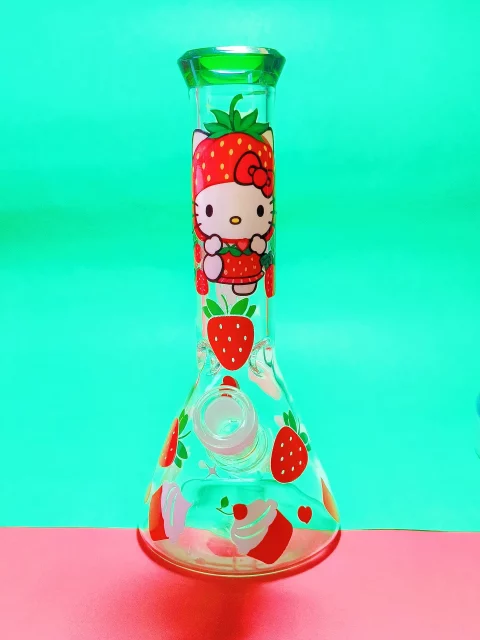 🍓Sweet Strawberry Hello Kitty Glass Beaker Bong