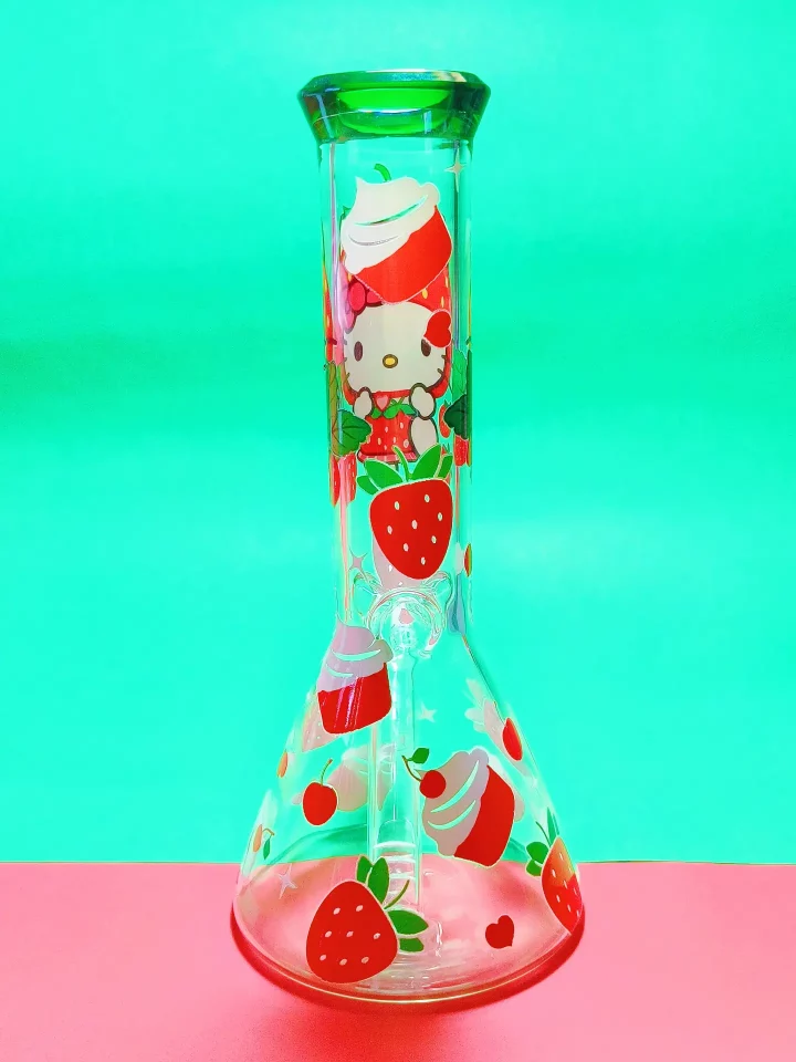 🍓Sweet Strawberry Hello Kitty Glass Beaker Bong