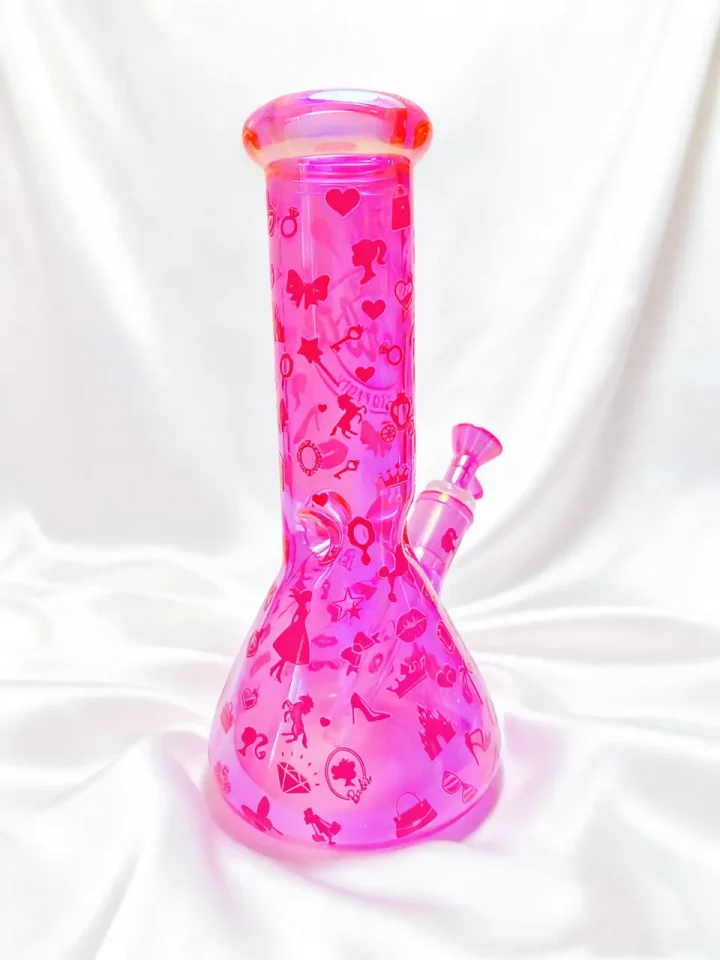 Barbie-Inspired Hot Pink Iridescent Glass Bong Barbie-Inspired Hot Pink Iridescent Glass Bong