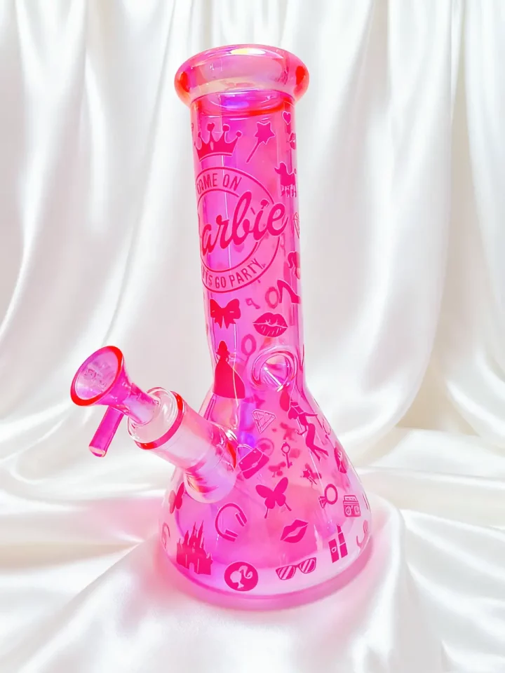 Barbie-Inspired Hot Pink Iridescent Glass Bong