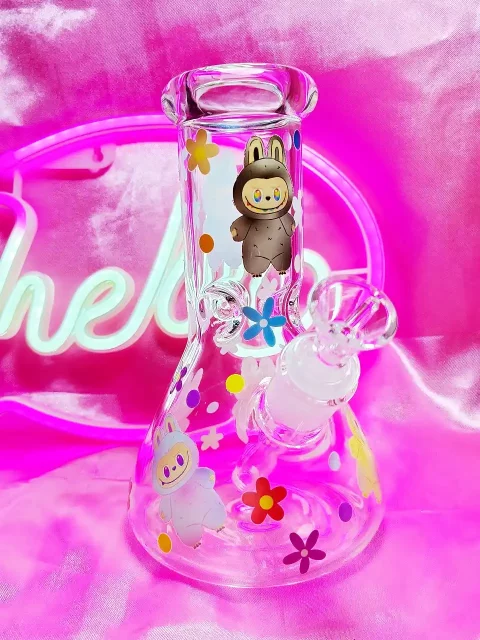 Big into Energy Cartoon Labubu Beaker Glass Bong